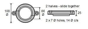 Anode Yanmar split ring