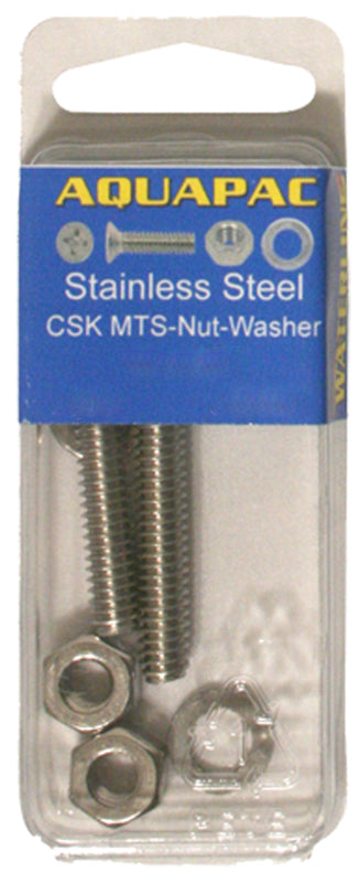 Countersunk Head Metal Thread Screws, Nut & Washer Pack 304 Grade Stainless Steel